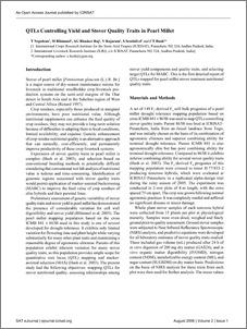 QTLs Controlling Yield and Stover Quality Traits in Pearl Millet