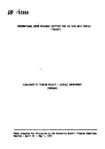 Highlights of 1975-76 Results-Cereals Improvement (Sorghum)