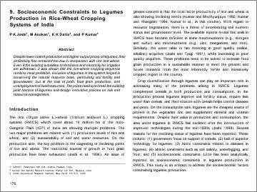 Socioeconomic constraints to legumes production in rice-wheat cropping systems of India