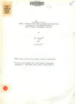 A summary of the catch, fishing effort data and species composition collected by the DA/BFAR-ICLARM Small Pelagic Management Project