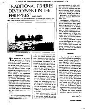 Traditional fisheries development in the Philippines