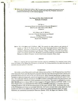 The research site, data collection and methods of analysis