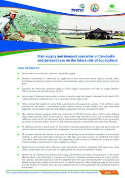 Fish supply and demand scenarios in Cambodia and perspectives on the future role of aquaculture