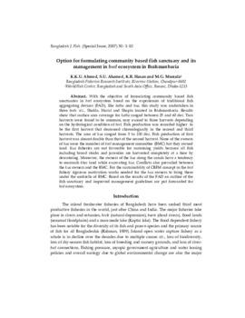 Option for formulating community based fish sanctuary and its management in beel ecosystem in Brahmanbaria