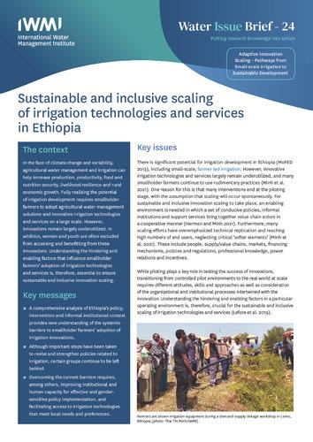 Sustainable and inclusive scaling of irrigation technologies and services in Ethiopia