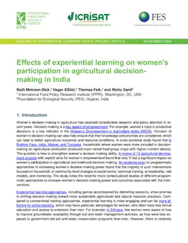 Effects of experiential learning on women’s participation in agricultural decision making in India
