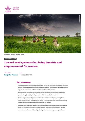 Toward seed systems that bring benefits and empowerment for women