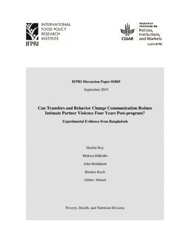 Can transfers and behavior change communication reduce intimate partner violence four years post-program? Experimental evidence from Bangladesh
