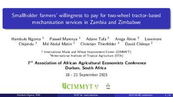 Smallholder farmers’ willingness to pay for two-wheel tractor-based mechanisation services in Zambia and Zimbabwe