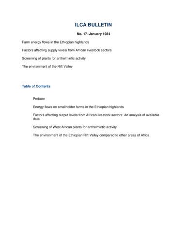 ILCA Bulletin No. 17