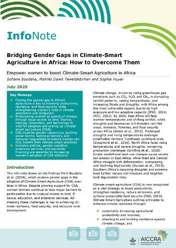 Bridging Gender Gaps in Climate-Smart Agriculture in Africa: How to Overcome Them