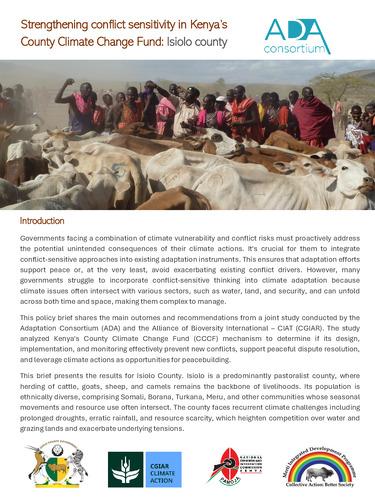 Strengthening conflict sensitivity in Kenya’s county climate change fund: Isiolo county