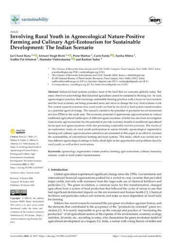 Involving rural youth in agroecological nature-positive farming and culinary agri-ecotourism for sustainable development: The Indian scenario