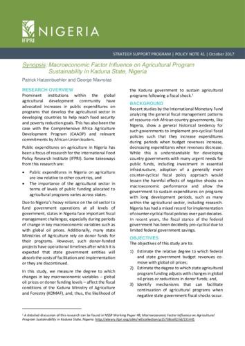 Synopsis: Macroeconomic factor influence on agricultural program sustainability in Kaduna state, Nigeria
