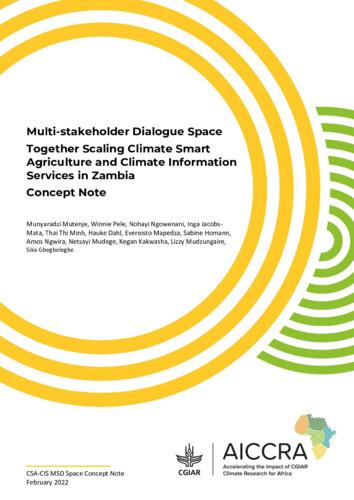 Multi-stakeholder Dialogue Space Together Scaling Climate Smart Agriculture and Climate Information Services in Zambia - Concept Note