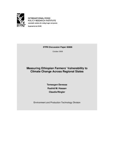 Measuring Ethiopian farmers’ vulnerability to climate change across regional states