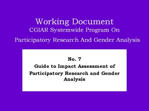 Guide to impact assessment of participatory research and gender analysis
