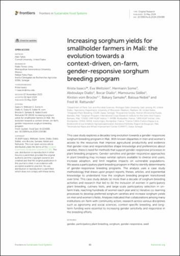 Increasing sorghum yields for smallholder farmers in Mali: the evolution towards a context-driven, on-farm, gender-responsive sorghum breeding program