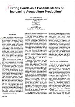 Stirring ponds as a possible means of increasing aquaculture production