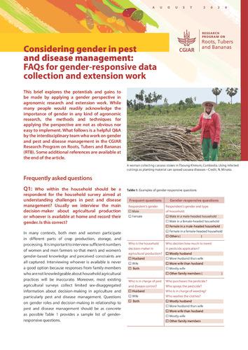Considering gender in pest and disease management: FAQs for gender-responsive data collection and extension work