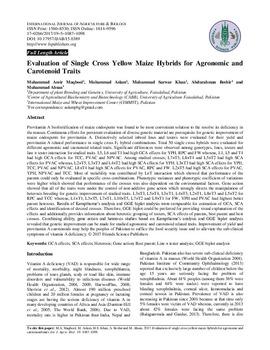 Evaluation of single cross yellow maize hybrids for agronomic and carotenoid traits