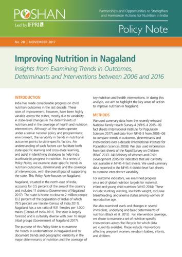 Improving nutrition in Nagaland: Insights from examining trends in outcomes, determinants and interventions between 2006 and 2016