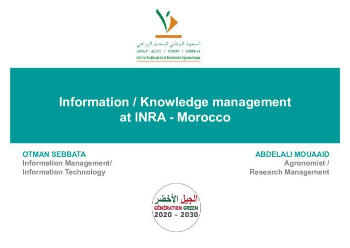 SKiM - Information and Knowledge Management at INRA Morocco