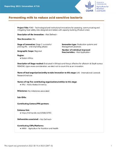 Fermenting milk to reduce acid sensitive bacteria