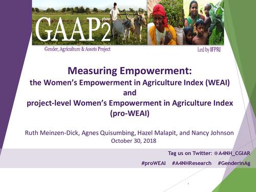 Measuring Empowerment: the Women’s Empowerment in Agriculture Index (WEAI) and project-level Women’s Empowerment in Agriculture Index (pro-WEAI) 