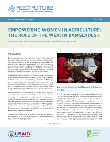 Empowering women in agriculture: The role of the WEAI in Bangladesh