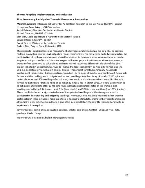 Community Participation Towards Silvopastoral Restoration