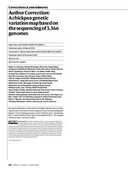 Author Correction: A chickpea genetic variation map based on the sequencing of 3,366 genomes (Nature, (2021), 599, 7886, (622-627), 10.1038/s41586-021-04066-1)