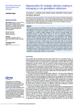 Opportunities for strategic decision making in managing ex situ germplasm collections