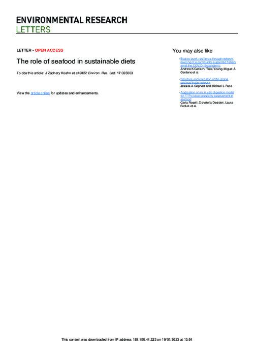 The role of seafood in sustainable diets