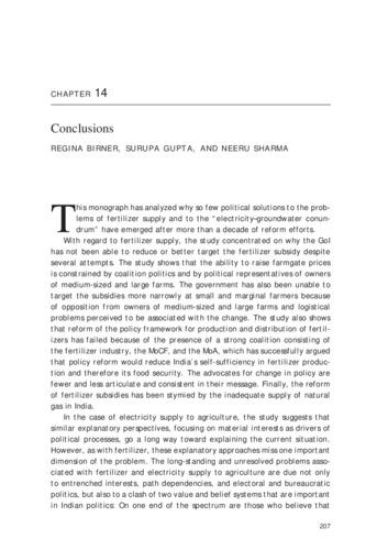 Conclusions [In The political economy of agricultural policy reform in India]