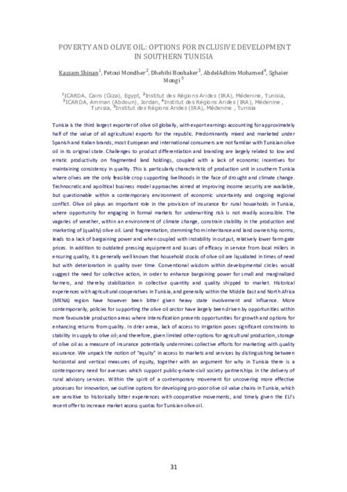 Poverty and Olive Oil: Options for Inclusive Development in Southern Tunisia