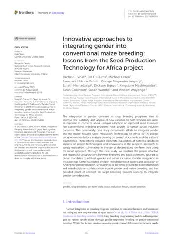 Innovative approaches to integrating gender into conventional maize breeding : lessons from the Seed Production Technology for Africa project