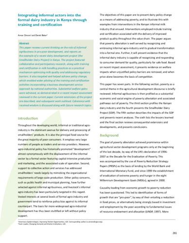 Integrating informal actors into the formal dairy industry in Kenya through training and certification