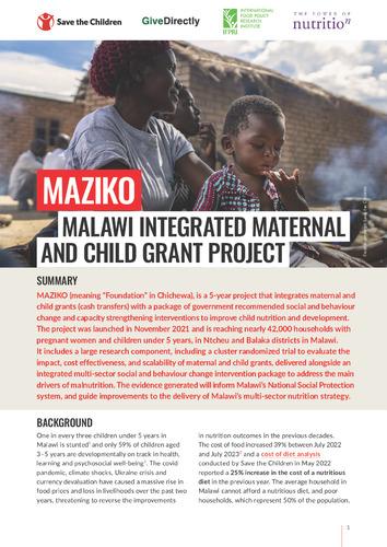 MAZIKO - Malawi integrated maternal and child grant project