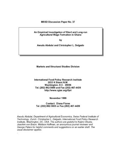 An empirical investigation of short and long-run agricultural wage formation in Ghana
