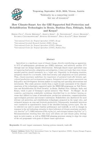 How climate-smart are the GIZ supported soil protection and rehabilitation technologies in Benin, Burkina Faso, Ethiopia, India and Kenya?
