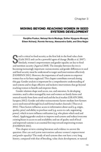 Moving beyond reaching women in seed systems development