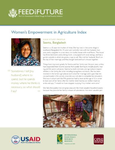 Women's empowerment in agriculture index: case study profile Seema, Bangladesh