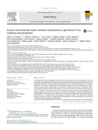 Farmer seed networks make a limited contribution to agriculture? Four common misconceptions