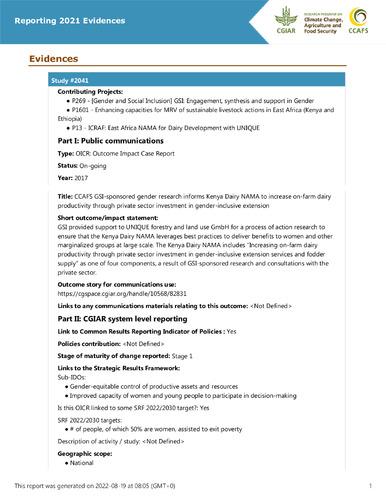 CCAFS GSI-sponsored gender research informs Kenya Dairy NAMA to increase on-farm dairy productivity through private sector investment in gender-inclusive extension