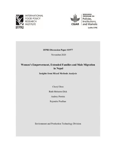 Women’s empowerment, extended families and male migration in Nepal: Insights from mixed methods analysis