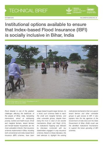 Institutional options available to ensure that index-based flood insurance (IBFI) is socially inclusive in Bihar, India