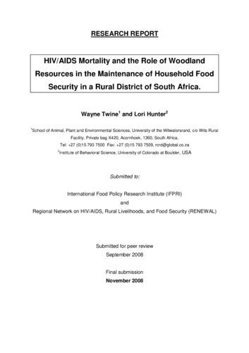 HIV/AIDS Mortality and the Role of Woodland Resources in the Maintenance of Household Food Security in a Rural District of South Africa