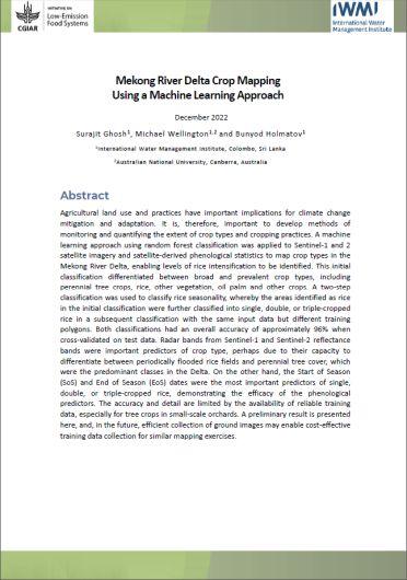 Mekong River Delta crop mapping using a machine learning approach