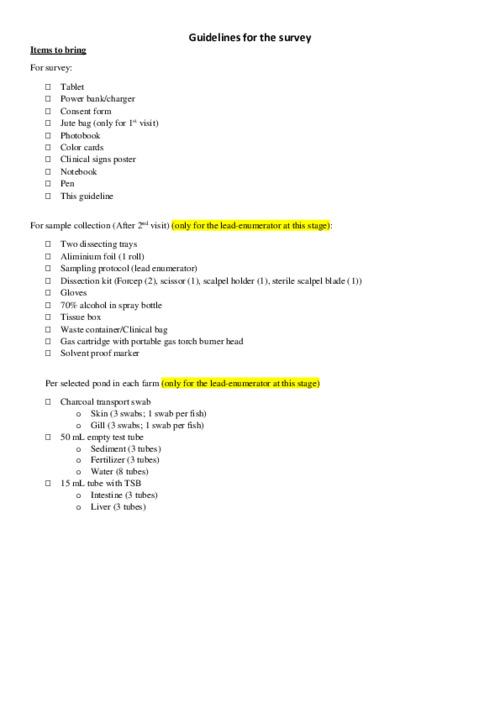 Enumerators training materials